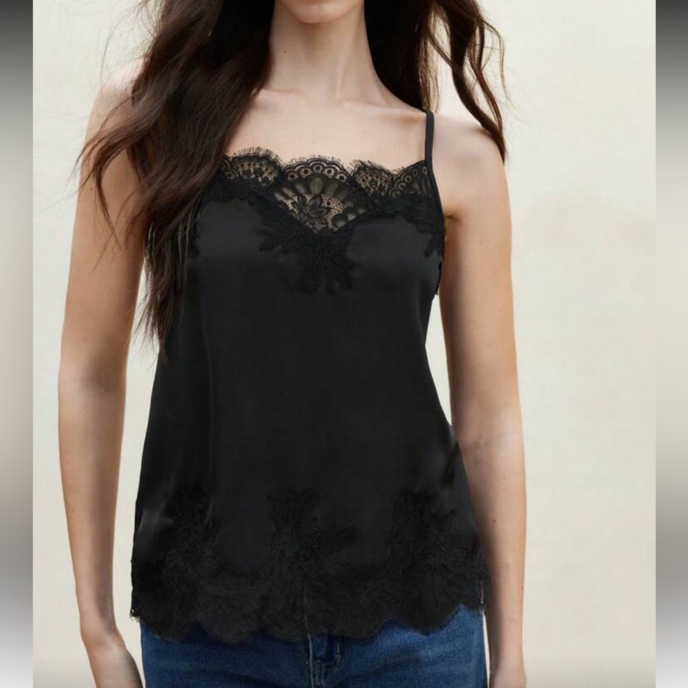 Lace trim black cami - Picture 2 of 6